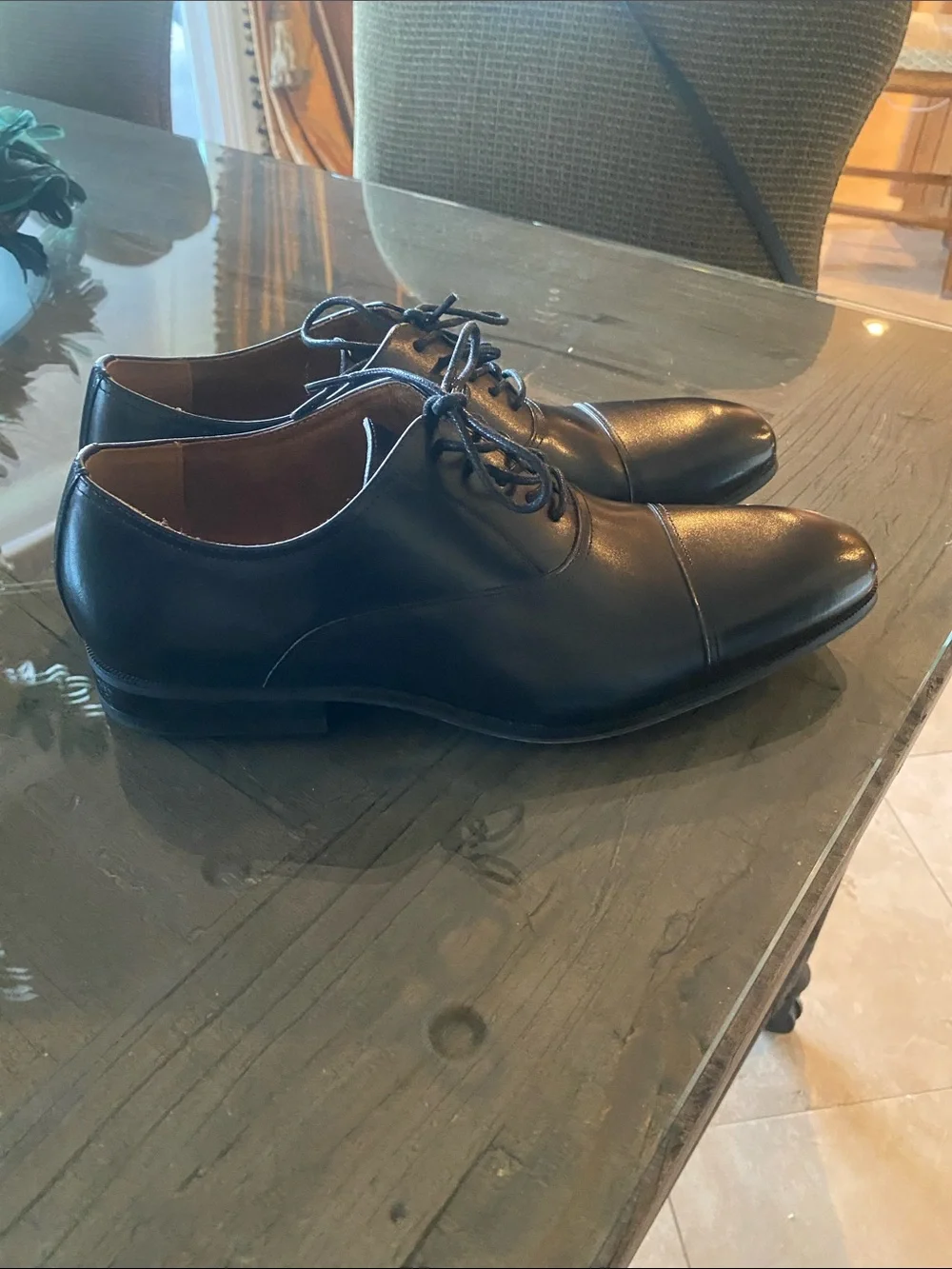 Florsheim Black Leather Cap-Toe Derby Oxfords